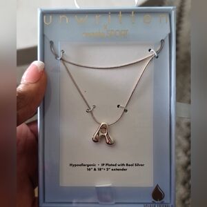 Unwritten Women Silver Letter A Name Initial Necklace New